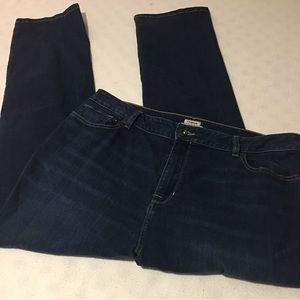 Women's L L Bean Classic Fit Denim Jeans Dark Wash size 18 Med Tall Inseam 31